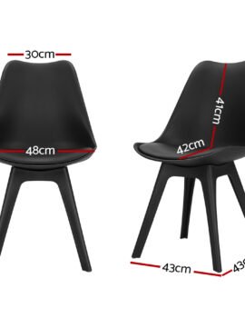 Artiss Dining Chairs Set of 4 Leather Plastic DSW Replica Black