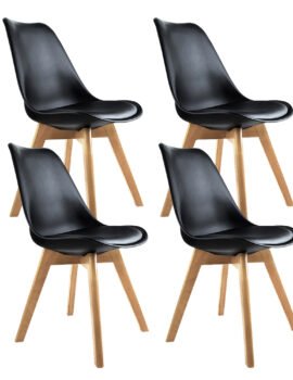 Artiss Dining Chairs Set of 4 Leather Plastic DSW Replica Wooden Black