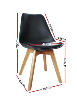 Artiss Dining Chairs Set of 4 Leather Plastic DSW Replica Wooden Black