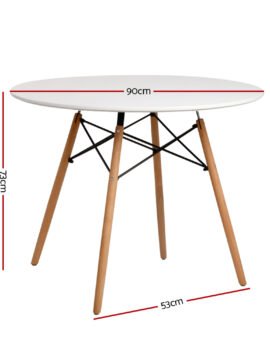 Artiss Dining Table Round White 4 Seater 90CM