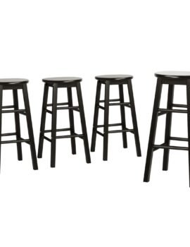 Artiss 4x Bar Stools Round Chairs Wooden Black