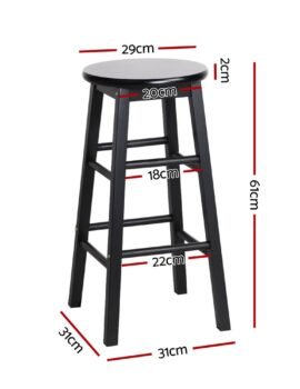 Artiss 4x Bar Stools Round Chairs Wooden Black