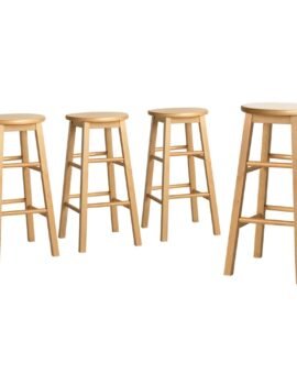 Artiss 4x Bar Stools Round Chairs Wooden Nature