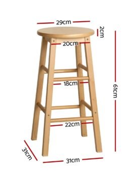 Artiss 4x Bar Stools Round Chairs Wooden Nature