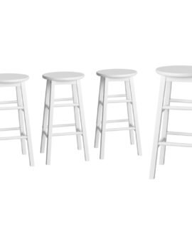 Artiss 4x Bar Stools Round Chairs Wooden White