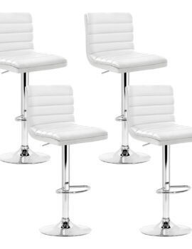 Artiss 4x Bar Stools Padded Leather Gas Lift White