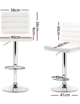 Artiss 4x Bar Stools Padded Leather Gas Lift White