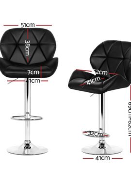 Artiss 4x Bar Stools Gas Lift Padded Leather Black