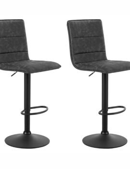 Artiss 2x Bar Stools Gas Lift Vintage Leather Grey