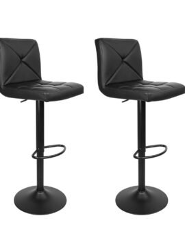 Artiss 2x Bar Stools Kitchen Dining Chairs Gas Lift Stool Leather Black