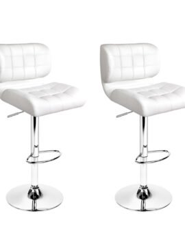 Artiss 2x Bar Stools Gas Lift Leather Padded White