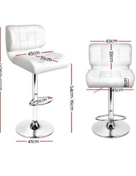 Artiss 2x Bar Stools Gas Lift Leather Padded White