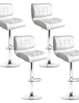 Artiss 4x Bar Stools Gas Lift Leather Padded White