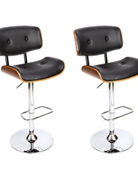 Artiss 2x Bar Stools Gas Lift Leather Black