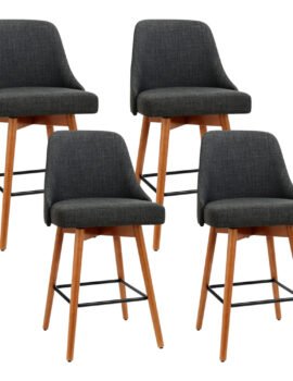 Artiss 4x Bar Stools Swivel Seat Wooden Charcoal