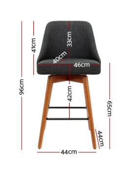 Artiss 4x Bar Stools Swivel Seat Wooden Charcoal