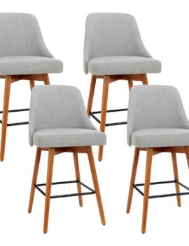 Artiss 4x Bar Stools Swivel Seat Wooden Grey