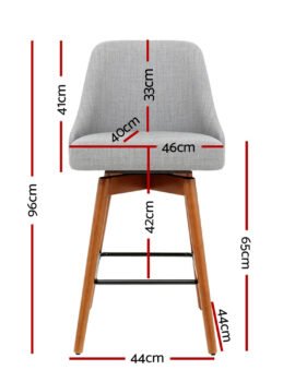 Artiss 4x Bar Stools Swivel Seat Wooden Grey