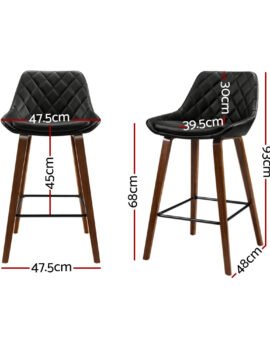 Artiss 2x Bar Stools PU Seat Wooden