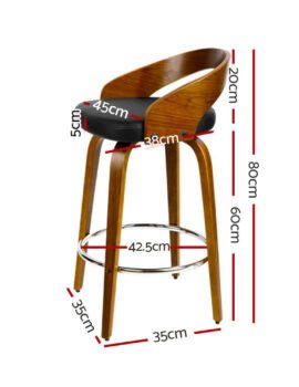 Artiss 2x Bar Stools Swivel Seat Curving Backrest