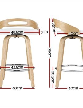 Artiss 2x Bar Stools Swivel Dining Chairs Low Back Counter Seat PU Cushion