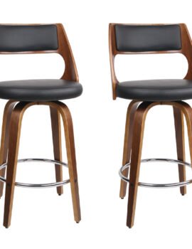 Artiss Set of 2 Wooden Bar Stools – Black