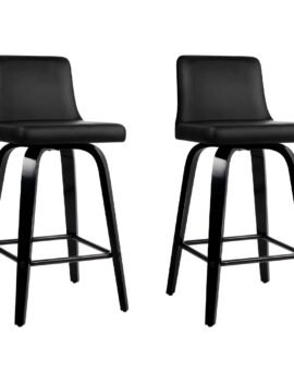 Artiss Bar Stools Kitchen Leather Barstools Swivel Wooden Chairs X2