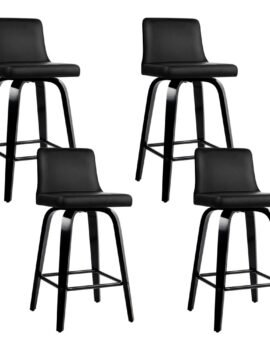 Artiss Bar Stools Kitchen Leather Barstools Swivel Wooden Chairs X4