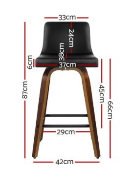 Artiss 2x Bar Stools Swivel Leather Padded Wooden