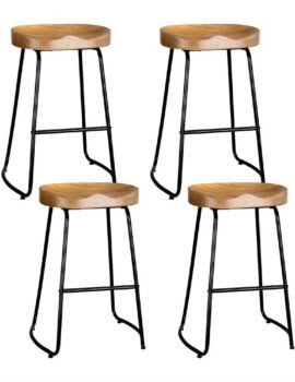 Artiss 4x Bar Stools Tractor Seat 65cm Wooden