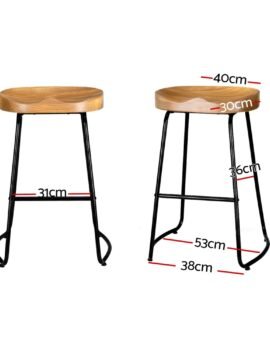 Artiss 4x Bar Stools Tractor Seat 65cm Wooden