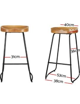 Artiss 2x Bar Stools Tractor Seat 75cm Wooden