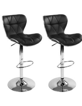 Artiss 2x Bar Stools Gas Lift Leather Seat Black