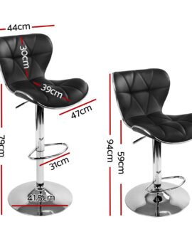 Artiss 2x Bar Stools Gas Lift Leather Seat Black