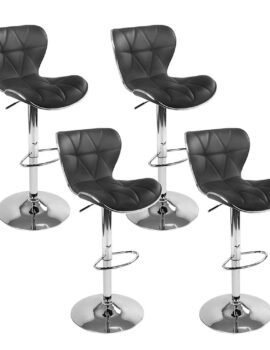 Artiss 4x Bar Stools Gas Lift Leather Seat Black