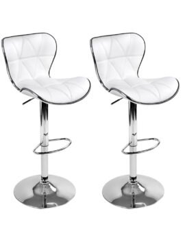 Artiss 2x Bar Stools Gas Lift Leather Seat White