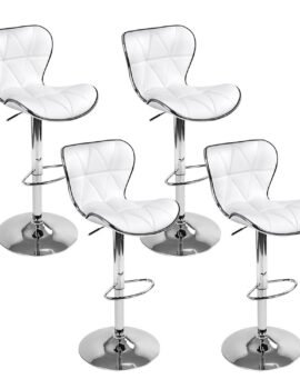 Artiss 4x Bar Stools Gas Lift Leather Seat White