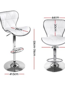 Artiss 4x Bar Stools Gas Lift Leather Seat White