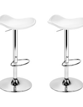 Artiss 2x Bar Stools Leather Gas Lift Chair White