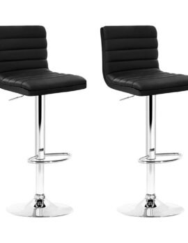 Artiss 2x Bar Stools Padded Leather Gas Lift Black