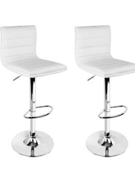 Artiss 2x Bar Stools Padded Leather Gas Lift White