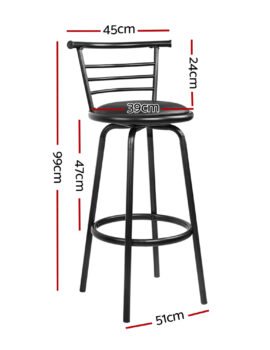 Artiss 2x Bar Stools Swivel Leather Padded Metal