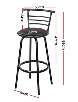 Artiss 4x Bar Stools Swivel Leather Padded Metal