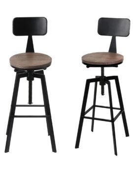 Artiss 4x Bar Stools Kitchen Dining Chairs Adjustable Wood Stool w/Backrest