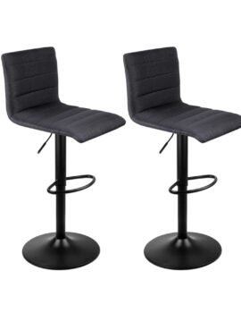 Artiss 2x Bar Stools Gas Lift Linen Fabric Black