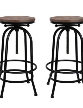 Artiss 2x Bar Stools Adjustable Wood Chairs