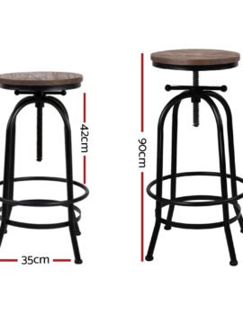 Artiss 2x Bar Stools Adjustable Wood Chairs