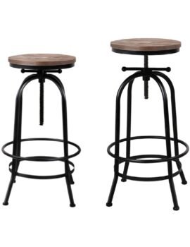 Artiss 4x Bar Stools Kitchen Dining Chairs Adjustable Wooden Vintage Stool