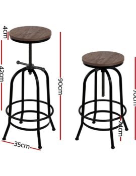 Artiss 4x Bar Stools Kitchen Dining Chairs Adjustable Wooden Vintage Stool