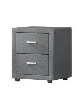 Artiss Bedside Table 2 Drawers Fabric – CADEN Grey